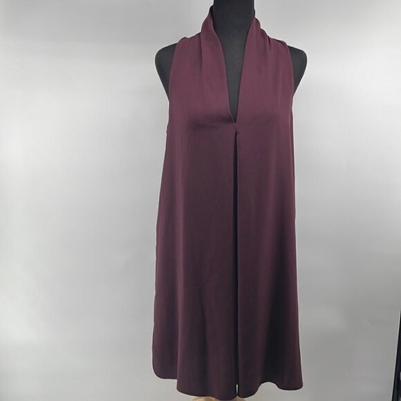 𝅺aritzia Wilfred burgundy mini dress minimalist event holiday  sz xs - Picture 3 of 9